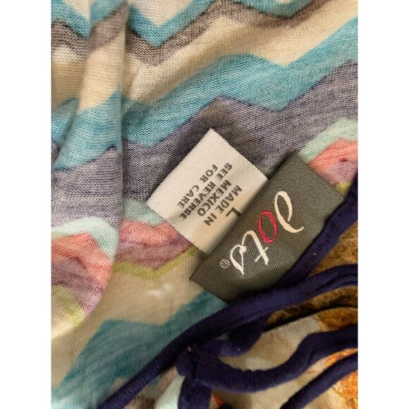 Vintage Y2k Dots Womens Size large ZigZag Vneck Pullover sweater Striped Multico - Picture 4 of 4